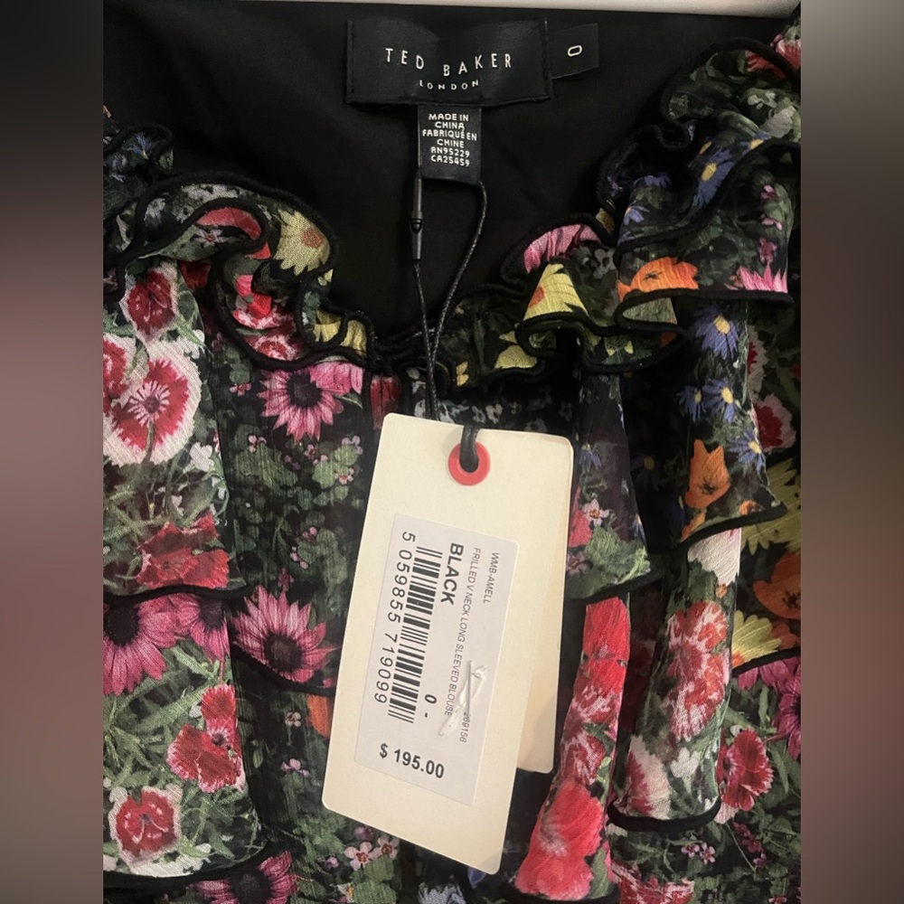 Ted Baker Frilled V neck long sleeves blouse - Picture 4 of 4